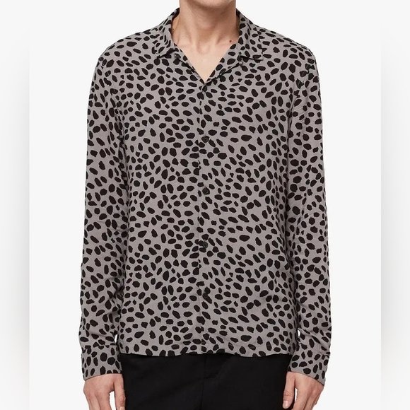 All Saints Tops - All Saints PIERO LS Cheetsh Printed Long Sleeve Button Down Shirt Size Medium